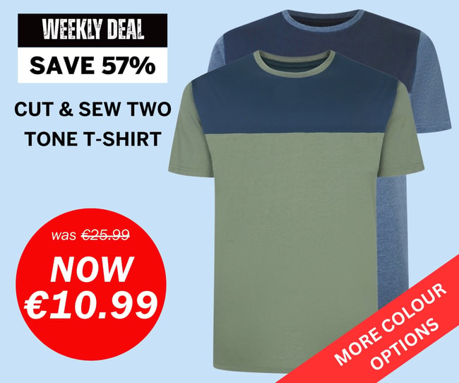 Cut & Sew 2 Tone T-Shirt now €10.99